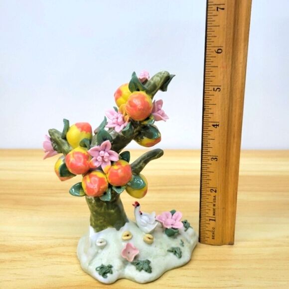 Vintage Porcelain Peach & Floral Tree with Geese Figurine Bone China - Picture 10 of 16